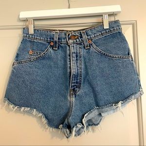 Urban Renewal Recycled Levi’s Cutoff High Waisted Denim Shorts